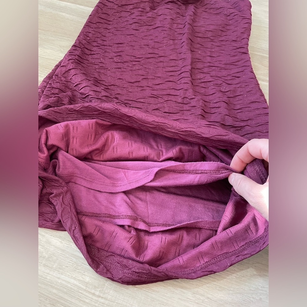FREE PEOPLE Maroon Low Back Tight Dress with Beaded Embellishments. - Picture 8 of 13